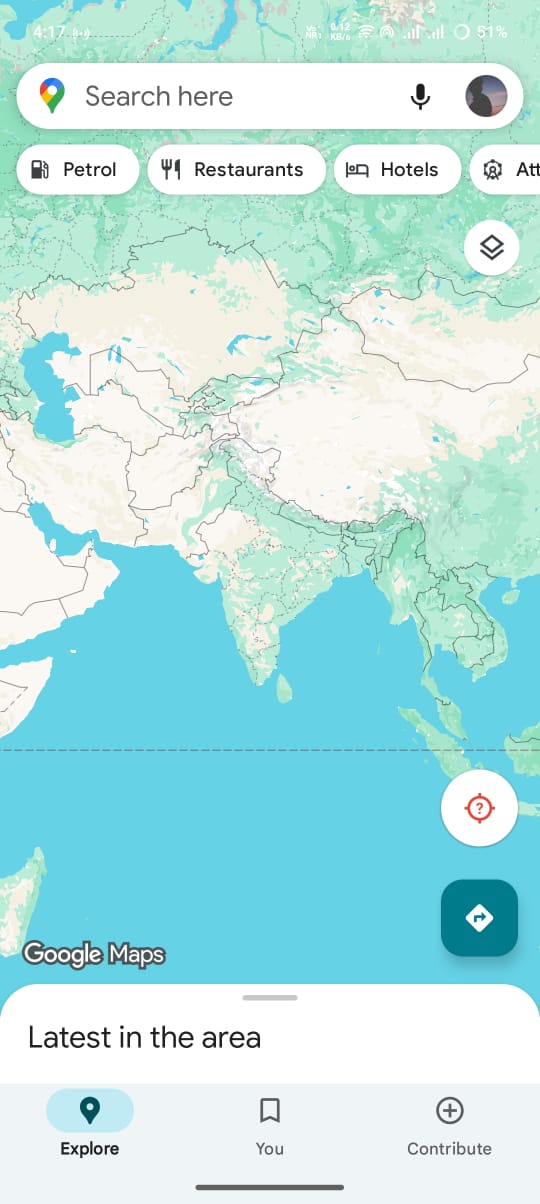 Google Maps Home Screen