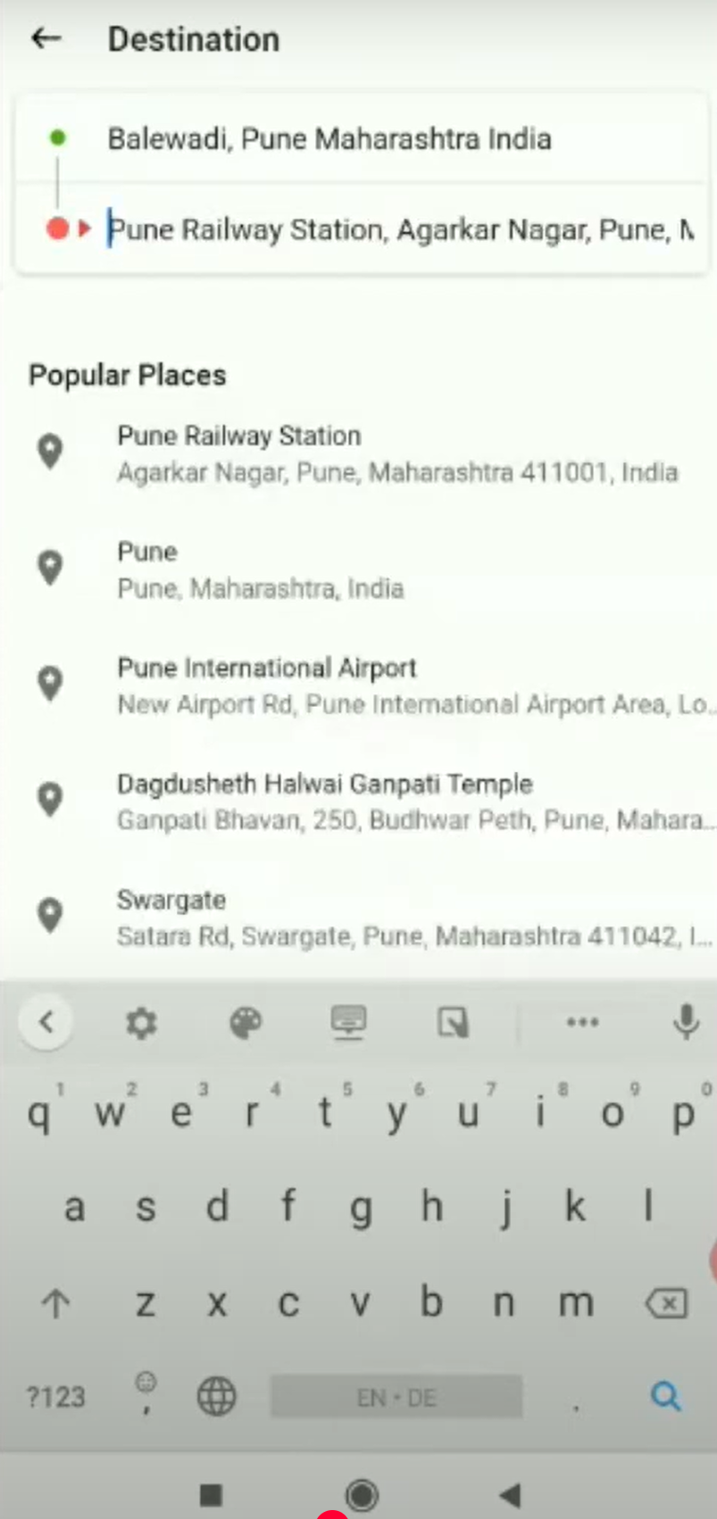 Ride Options and Fare