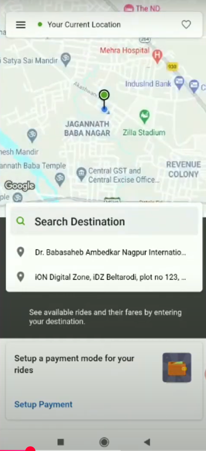 Map and Search Destination
